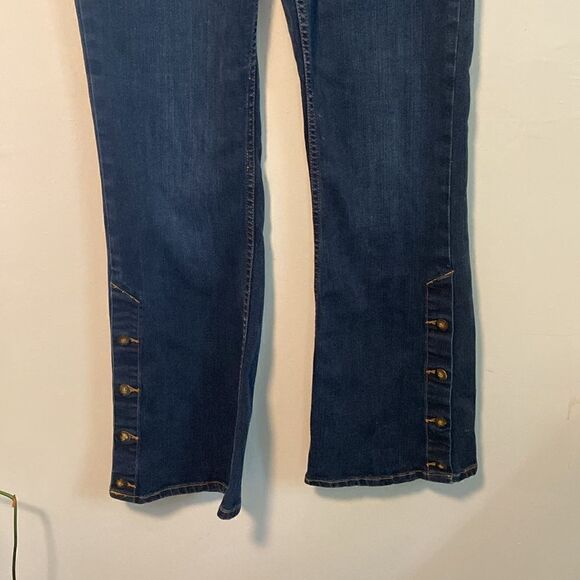 Pilcro & The Letterpress Dark Wash High Rise Button Hem Bootcut Jeans Size 31 - Picture 3 of 11